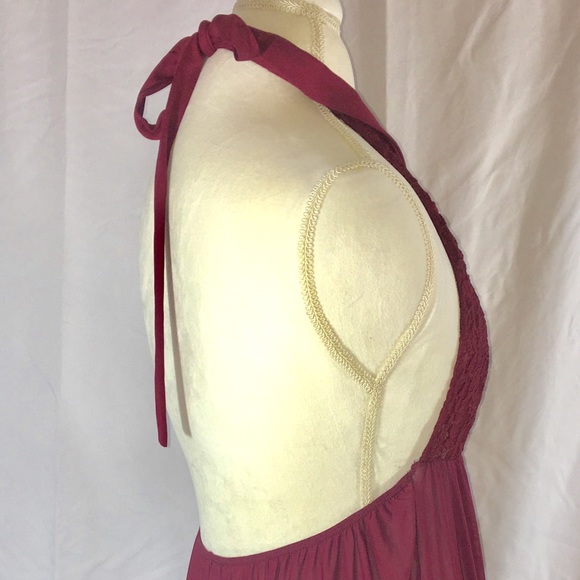 Lace Maroon Halter Nighty - Picture 3 of 4